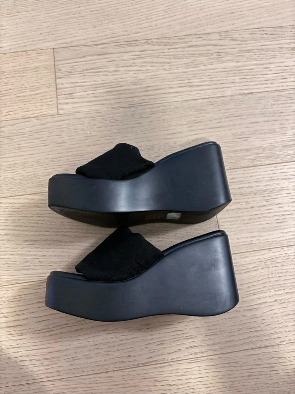 Black Platform Wedge Slide Sandals size 6